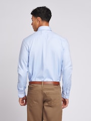 U.S. Polo Assn. Light Blue Mens Long Sleeve Dobby Texture 100% Cotton Shirt - Image 4 of 8