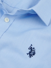 U.S. Polo Assn. Light Blue Mens Long Sleeve Dobby Texture 100% Cotton Shirt - Image 7 of 8
