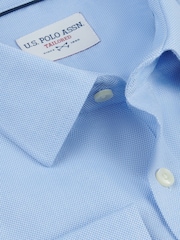 U.S. Polo Assn. Light Blue Mens Long Sleeve Dobby Texture 100% Cotton Shirt - Image 8 of 8