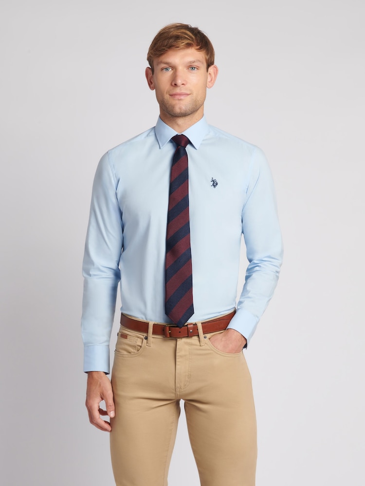 U.S. Polo Assn. Blue Long Sleeve Mens Poplin Shirt - Image 1 of 8