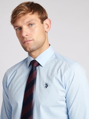 U.S. Polo Assn. Blue Long Sleeve Mens Poplin Shirt - Image 2 of 8