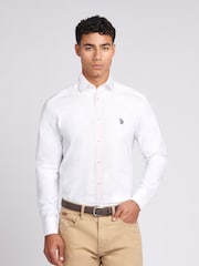 U.S. Polo Assn. White Long Sleeve Mens Poplin Shirt - Image 1 of 7