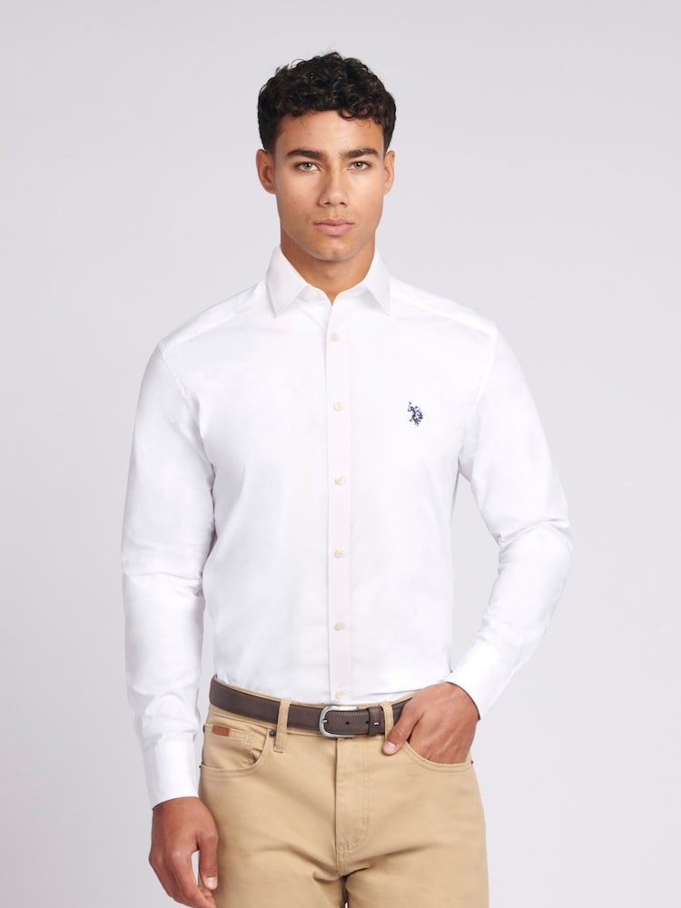 U.S. Polo Assn. White Long Sleeve Mens Poplin Shirt - Image 1 of 7