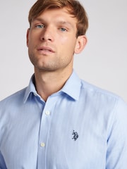 U.S. Polo Assn. Blue Mens Long Sleeve Herringbone Twill 100% Cotton Shirt - Image 2 of 8