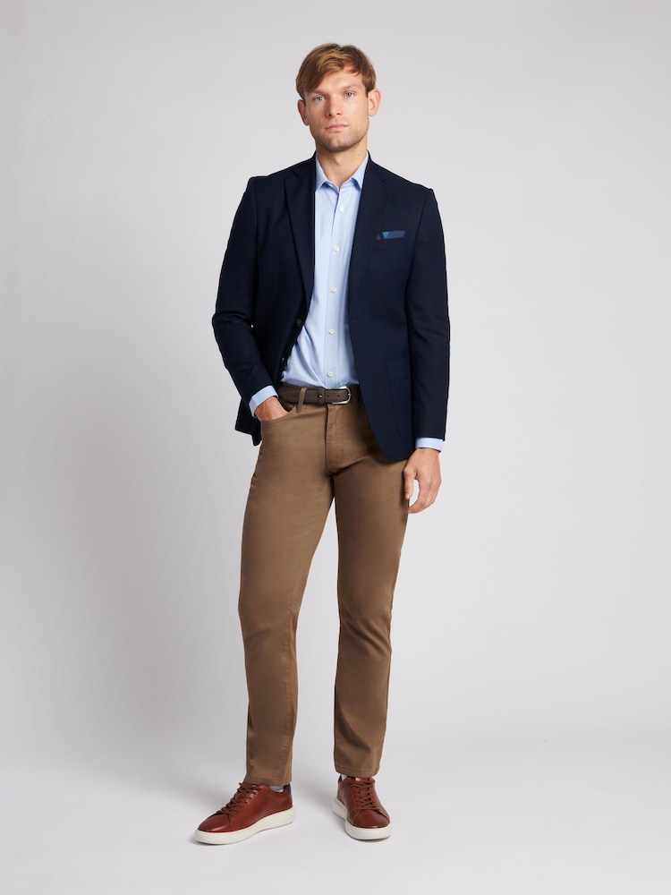 U.S. Polo Assn. Blue Mens Long Sleeve Herringbone Twill 100% Cotton Shirt - Image 3 of 8