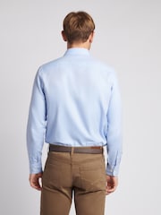 U.S. Polo Assn. Blue Mens Long Sleeve Herringbone Twill 100% Cotton Shirt - Image 4 of 8