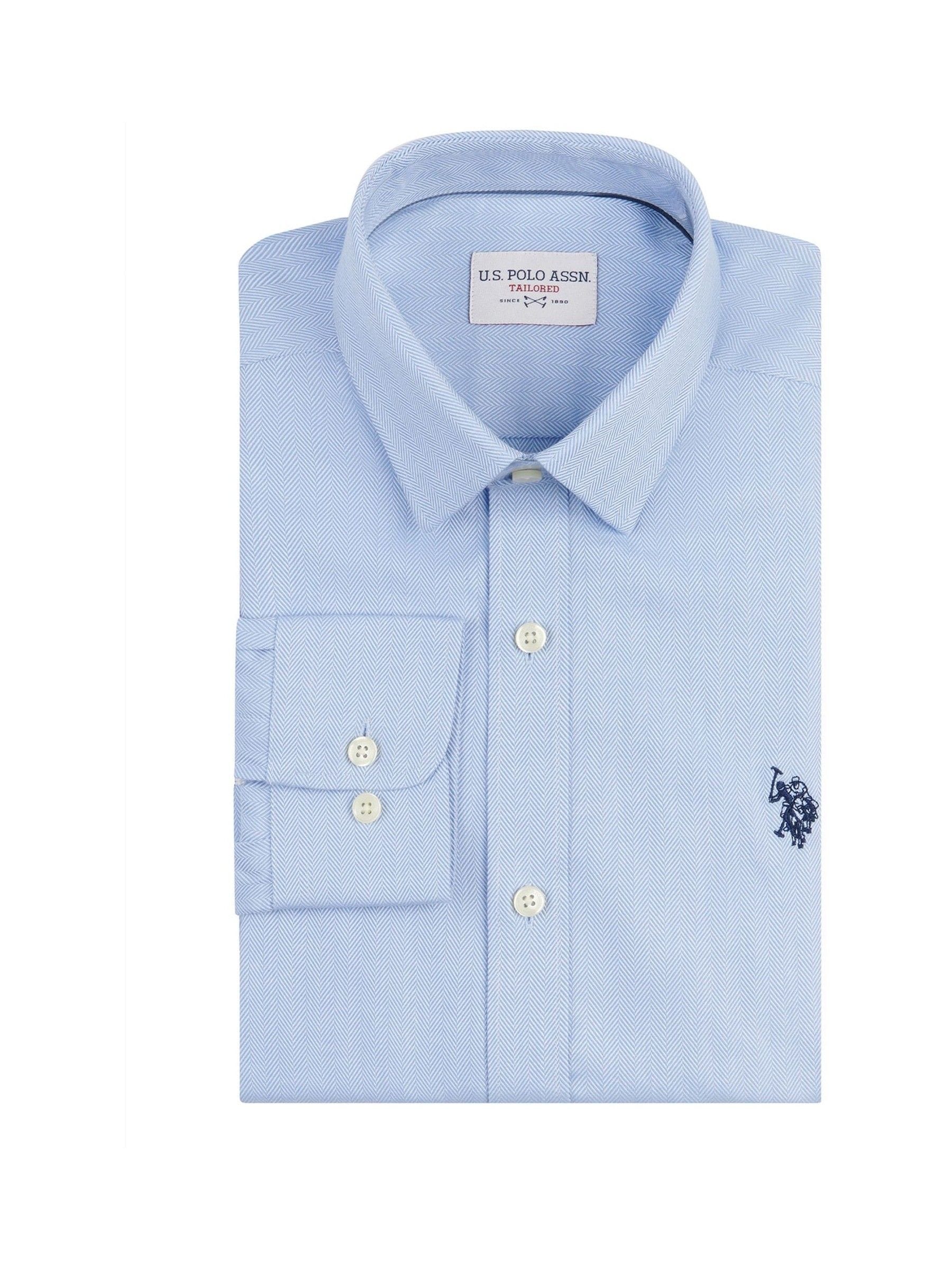 Buy U.S. Polo Assn. Blue Mens Long Sleeve Herringbone Twill