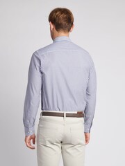 U.S. Polo Assn. Blue Mens Long Sleeve Poplin Bengal Stripe 100% Cotton Shirt - Image 2 of 7