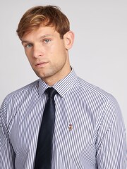 U.S. Polo Assn. Blue Mens Long Sleeve Poplin Bengal Stripe 100% Cotton Shirt - Image 4 of 7