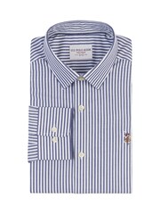 U.S. Polo Assn. Blue Mens Long Sleeve Poplin Bengal Stripe 100% Cotton Shirt - Image 5 of 7