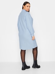 Yours Curve Blue Soft Touch Ribbed Half Zip Midi Dress - Image 2 of 4