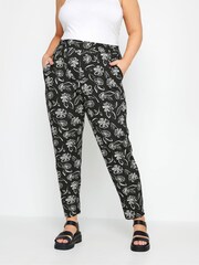 Yours Curve Black Chrome Harem Trousers - Image 1 of 4