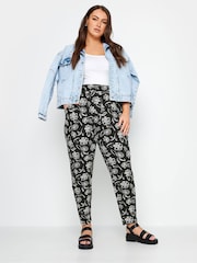 Yours Curve Black Chrome Harem Trousers - Image 2 of 4