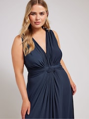 Yours Curve Blue Knot Front Maxi Dress - Image 2 of 4