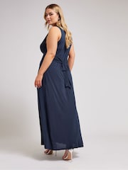 Yours Curve Blue Knot Front Maxi Dress - Image 4 of 4