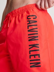Calvin Klein Red Slogan Swim Shorts - Image 3 of 4