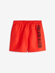 Calvin Klein Red Slogan Swim Shorts - Image 4 of 4