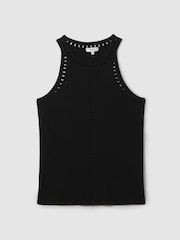 Reiss Black Cammi Fitted Cut-Out Detail Vest - Image 2 of 5