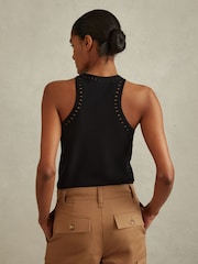 Reiss Black Cammi Fitted Cut-Out Detail Vest - Image 4 of 5