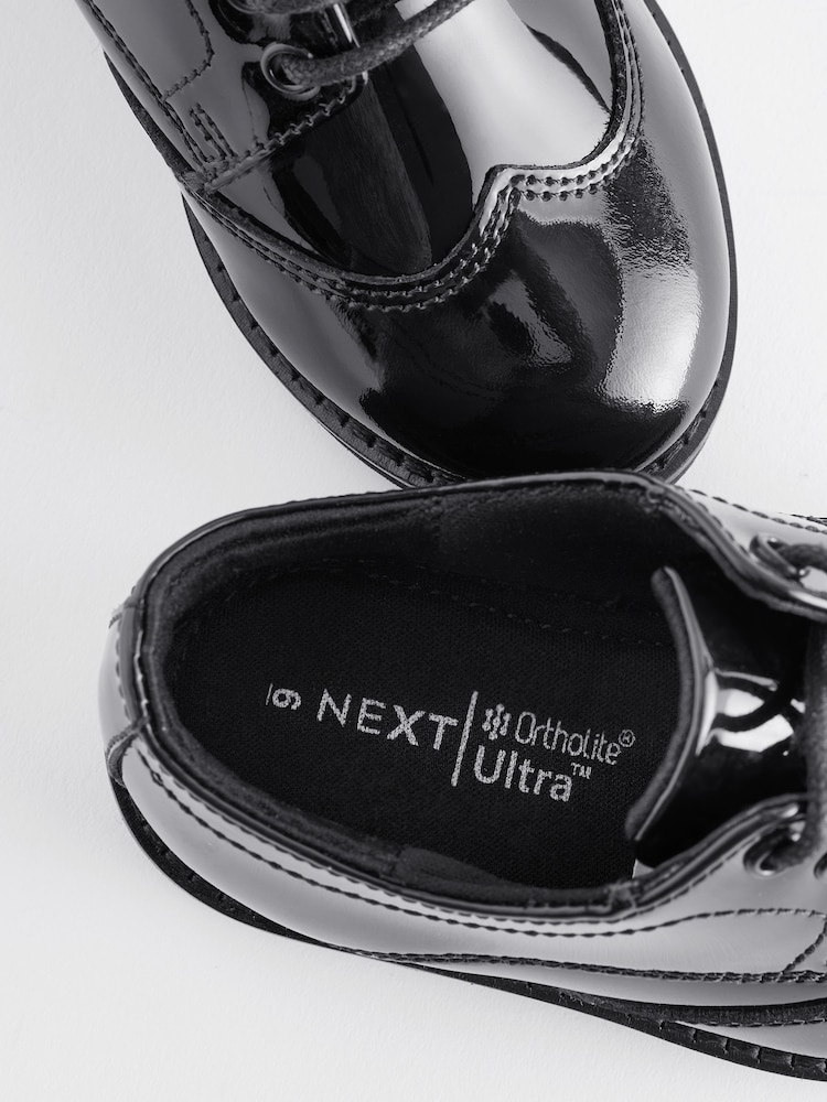 Black Patent Standard Fit (F) Smart Leather Brogues School Shoes - Image 5 of 5