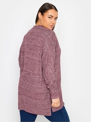 Yours Curve Red Charcoal Front Seam Soft Touch Jumper - Image 3 of 4