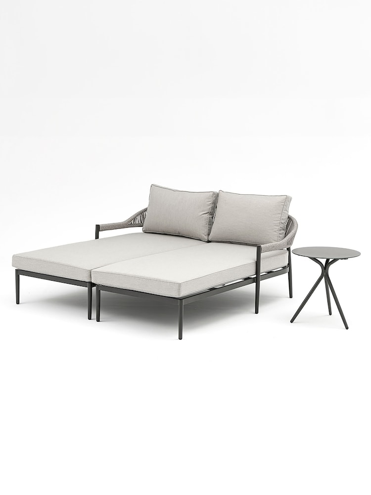Maze Pewter Grey Garden Roma Sunlounger Set with Side Table - Image 7 of 7