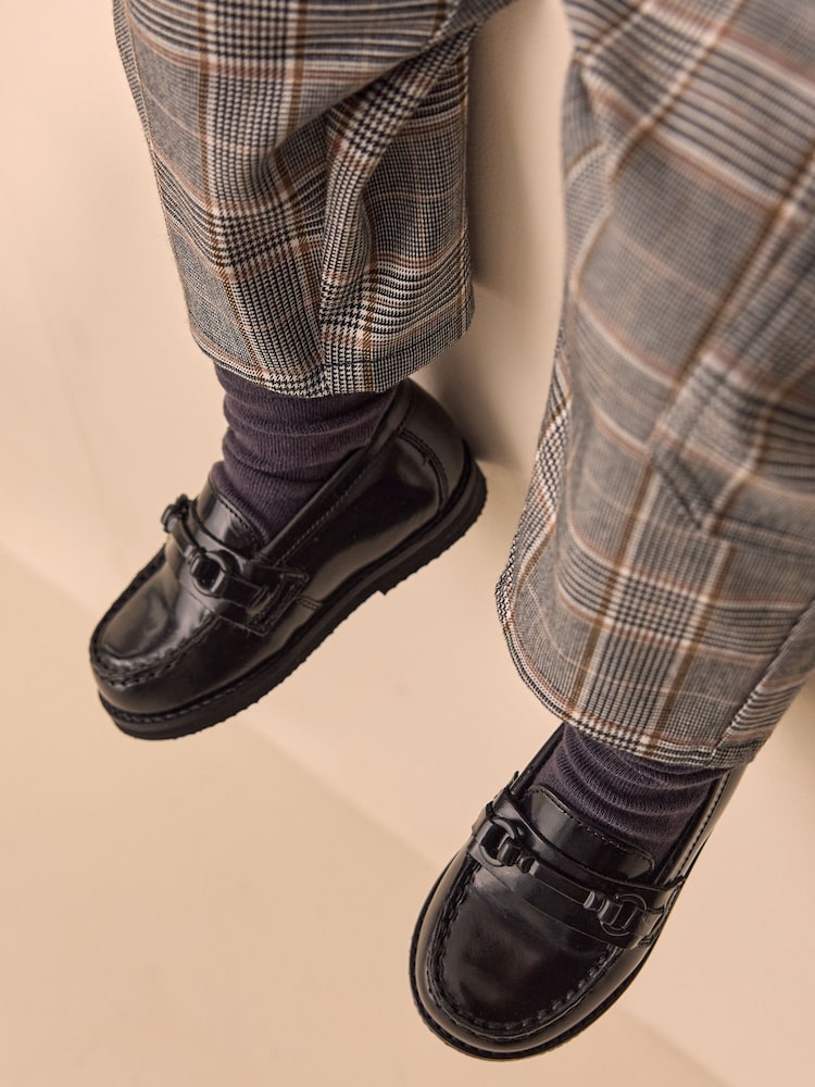 Black Leather Saddle Loafers - Image 1 of 3