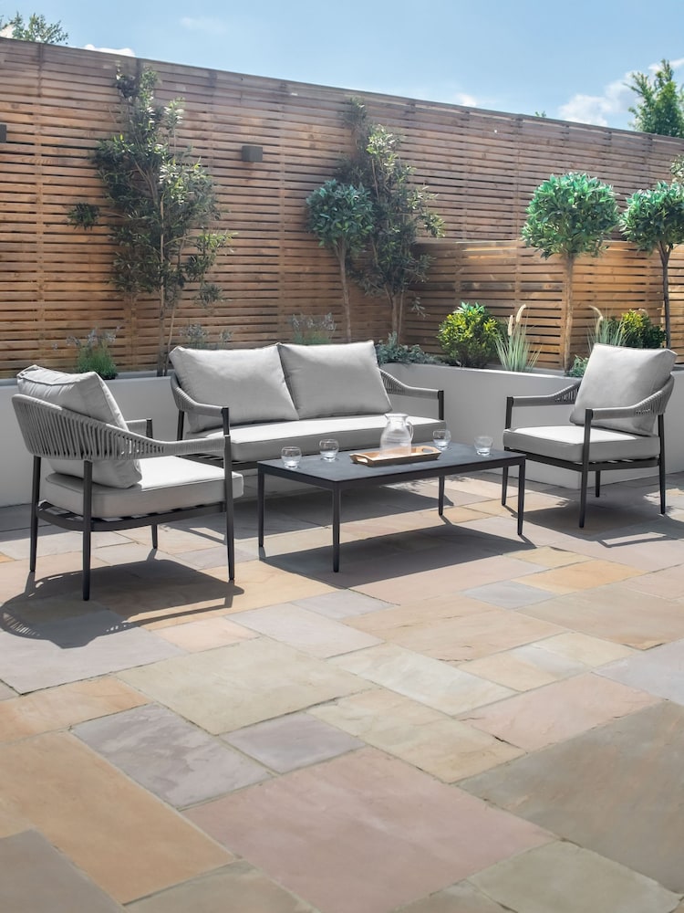 Maze Pewter Grey Garden Roma 2 Seat Sofa Set with Coffee Table - Image 1 of 7