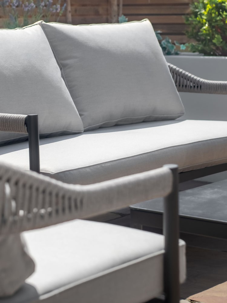 Maze Pewter Grey Garden Roma 2 Seat Sofa Set with Coffee Table - Image 2 of 7