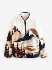 Ecru/Navy Mountain Scene Half Zip Borg Fleece - Image 7 of 7