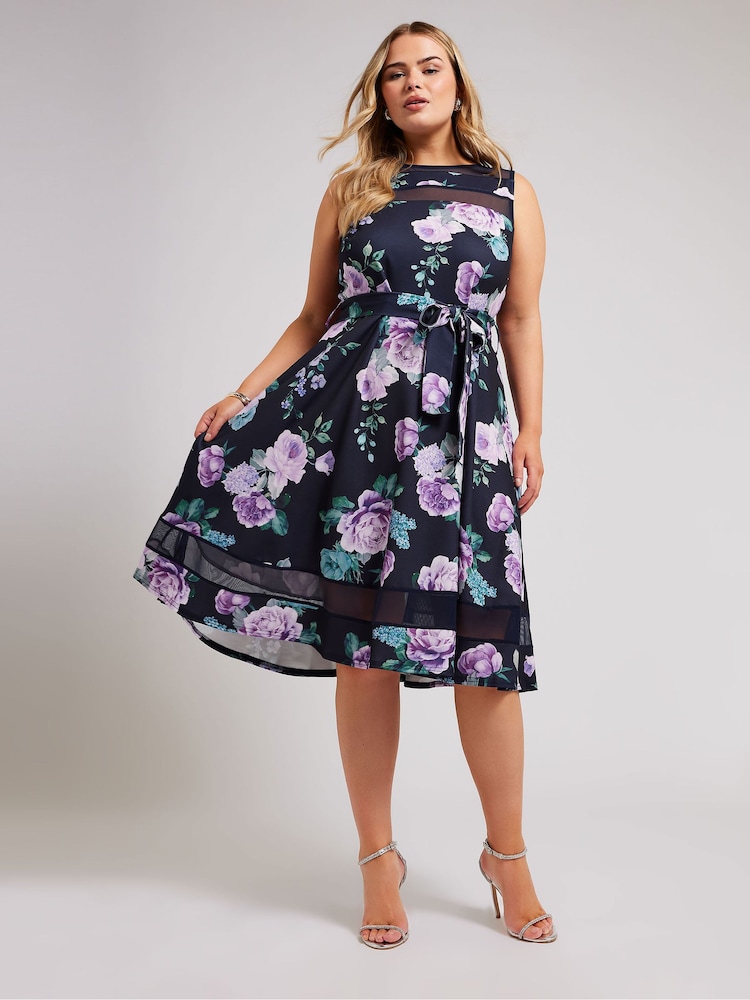 Yours Curve Skaterkleid mit Mesheinsatz - Bild 2 von 5 Yours Curve Skaterkleid mit Mesheinsatz - Bild 2 von 5