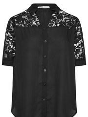 YOURS LONDON Curve Black Lace Sleeve Shirt - Image 2 of 2