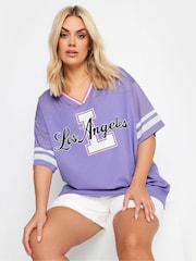 Yours Curve Purple Basketball Varsity T-Shirt - Image 1 of 4