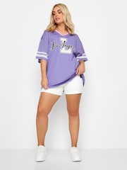 Yours Curve Purple Basketball Varsity T-Shirt - Image 2 of 4