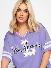 Yours Curve Purple Basketball Varsity T-Shirt - Image 4 of 4