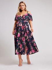 Yours Curve Blue Cold Shoulder Maxi Dress - Image 2 of 5