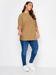 Yours Curve Brown Batwing Sleeve Soft Touch Jumper - Image 2 of 4