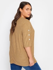 Yours Curve Brown Batwing Sleeve Soft Touch Jumper - Image 3 of 4
