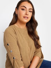 Yours Curve Brown Batwing Sleeve Soft Touch Jumper - Image 4 of 4