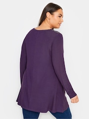 Yours Curve Purple Stud Embellished Long Sleeve Top - Image 3 of 4