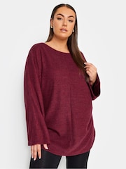 Yours Curve Red Front Seam Soft Touch Jumper - Image 1 of 4