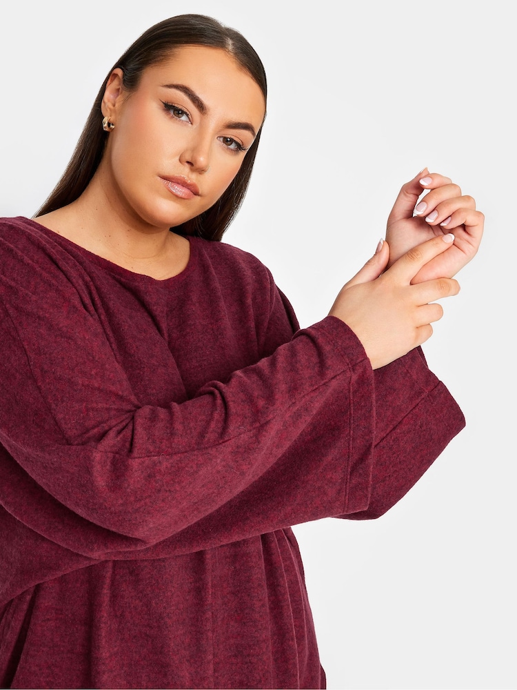 Yours Curve Red Front Seam Soft Touch Jumper - Image 4 of 4