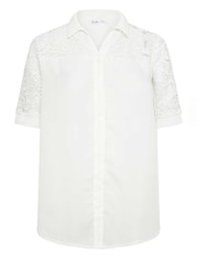 YOURS LONDON Curve White Lace Sleeve Shirt - Image 3 of 4