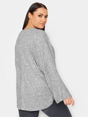 Yours Curve Grey Front Seam Soft Touch Jumper - Image 2 of 4