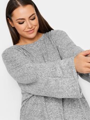 Yours Curve Grey Front Seam Soft Touch Jumper - Image 4 of 4