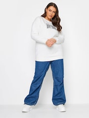 Yours Curve White 'New York' Slogan Sweatshirt - Image 2 of 5