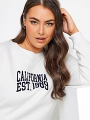Yours Curve White 'New York' Slogan Sweatshirt - Image 5 of 5