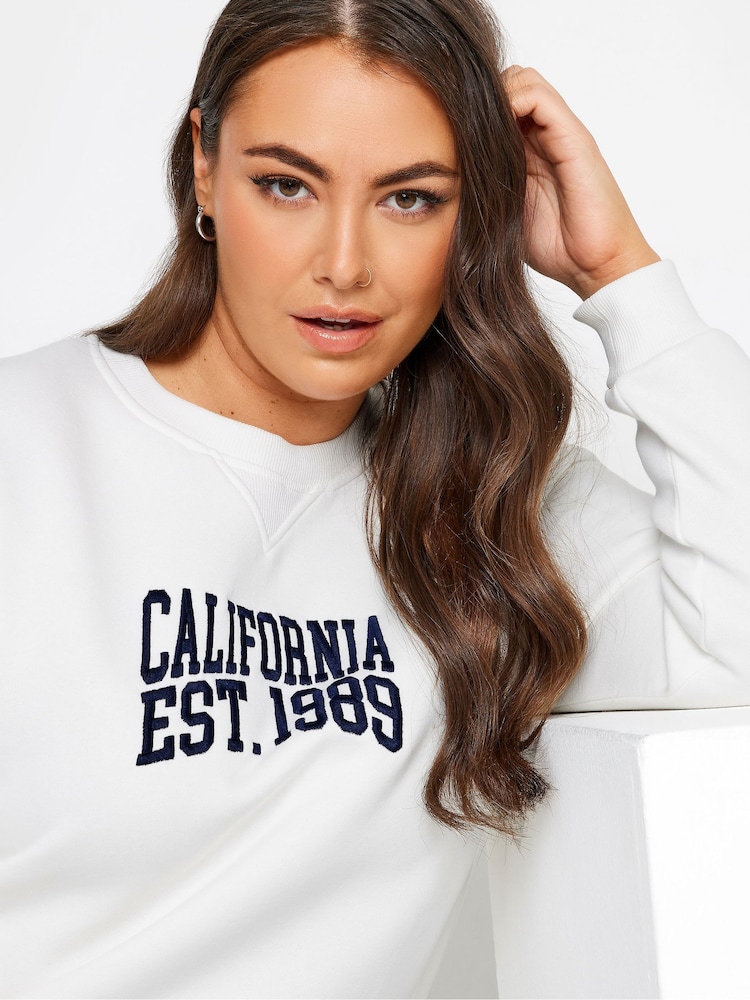 Yours Curve White 'New York' Slogan Sweatshirt - Image 5 of 5