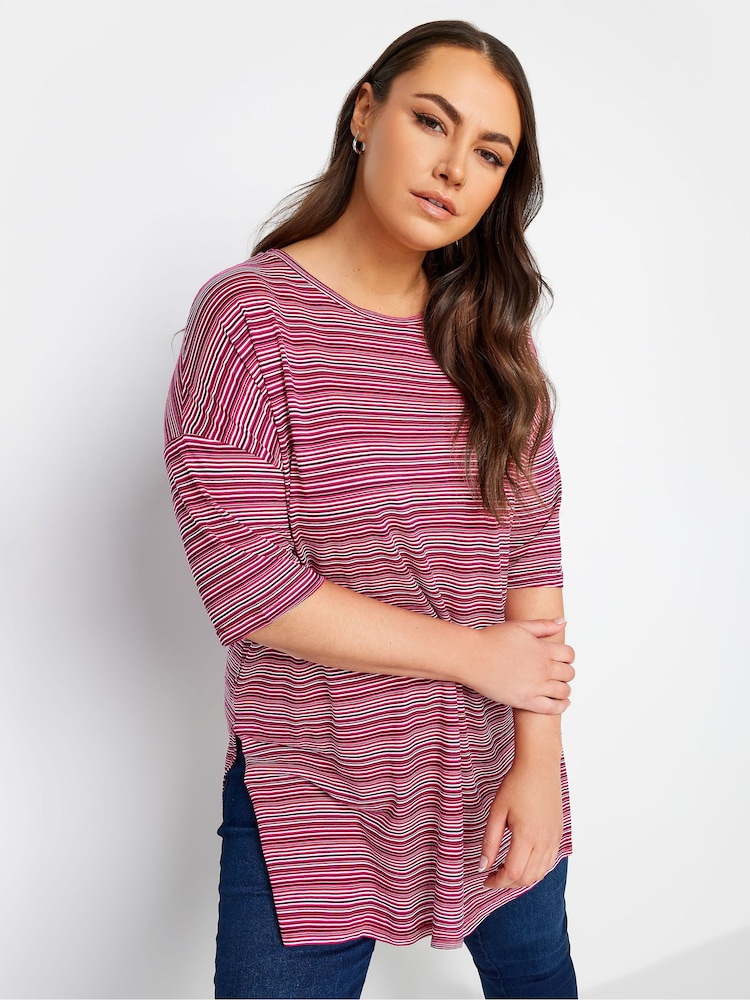 Yours Curve Red Striped Oversized Top - Image 1 of 4