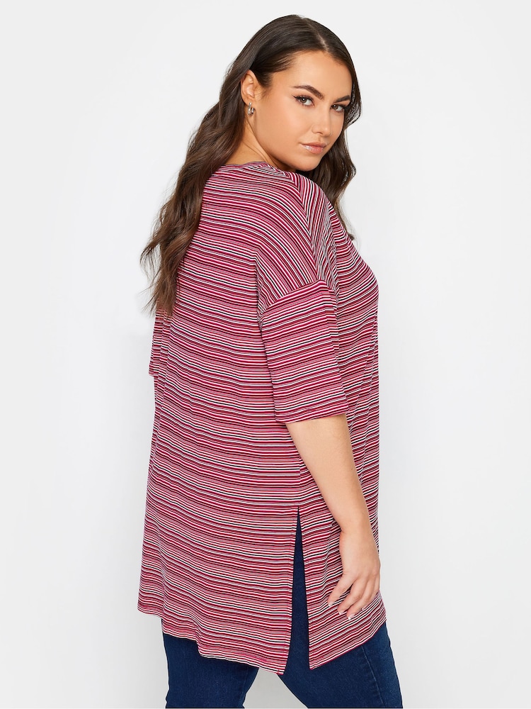 Yours Curve Red Striped Oversized Top - Image 2 of 4